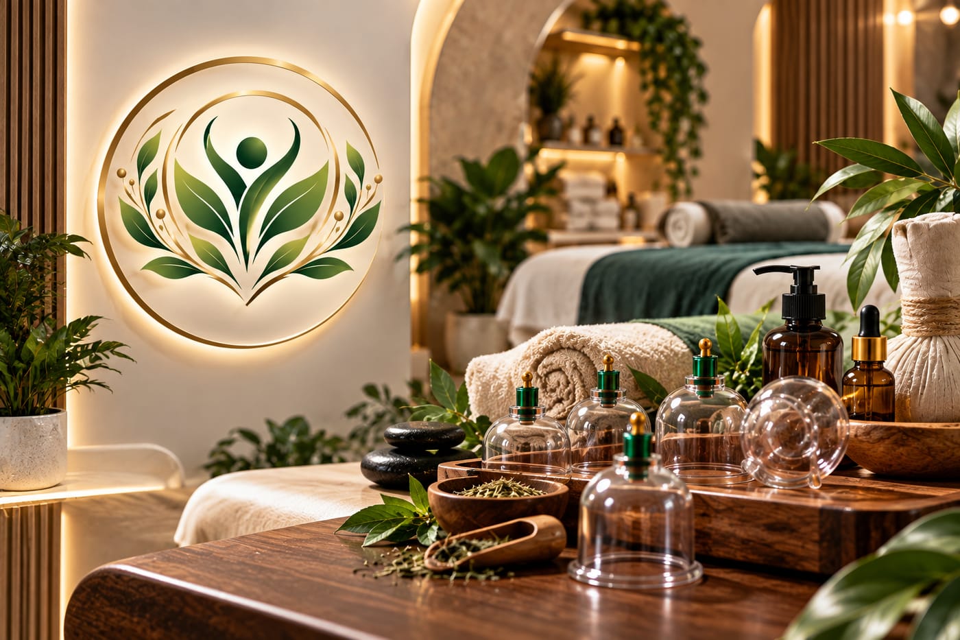 من داخل مركز الوقاية — أدوات الحجامة والزيوت والأعشاب